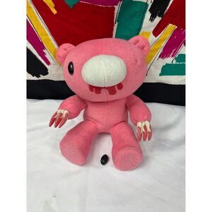 Vtg Y2K Pink Gloomy Bear 11” Plush Stuffed Animal Mori Chack AS IS Bloody Mouth